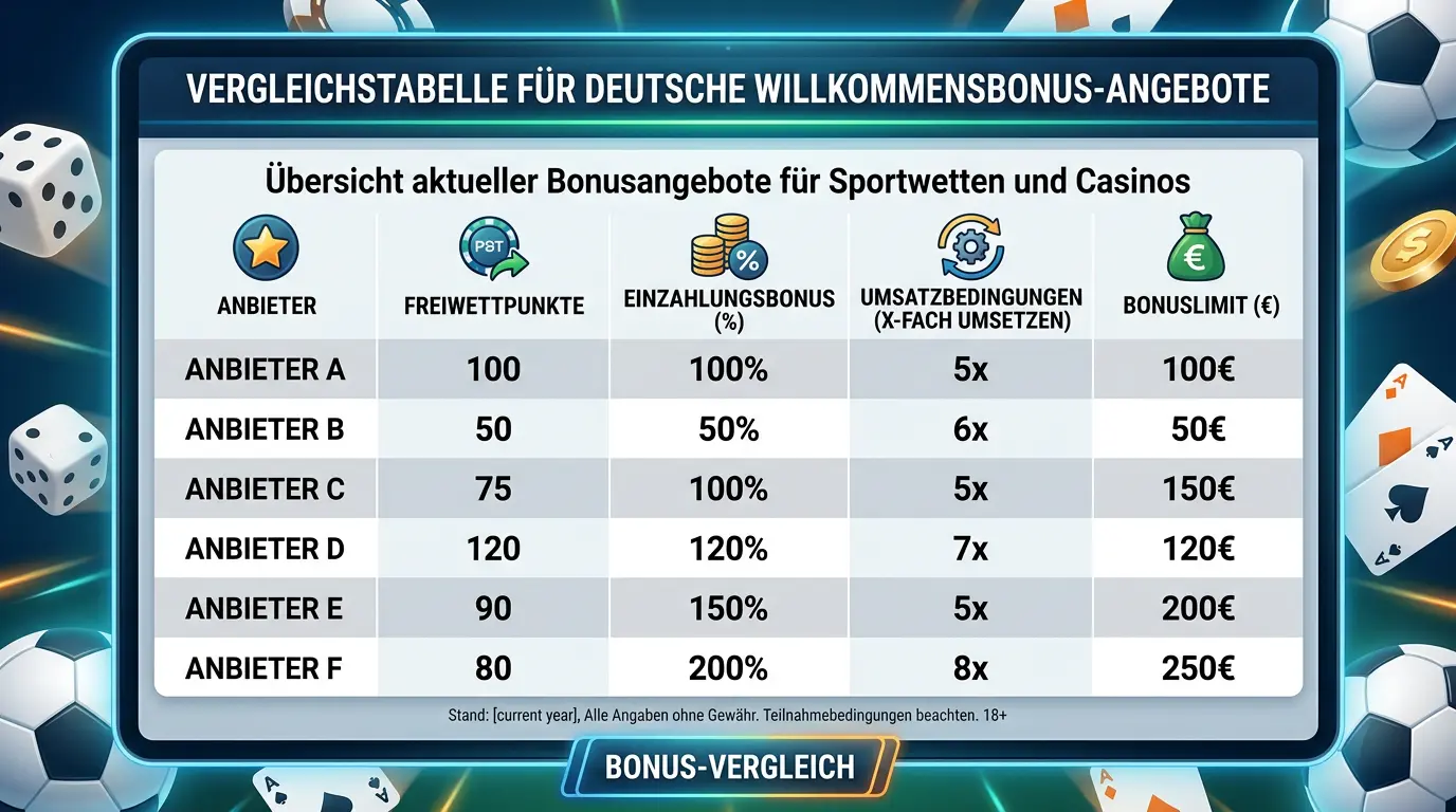 Vergleich von Willkommensbonus und Freiwetten bei deutschen GGL-lizenzierten Volleyball Wettanbietern 2026