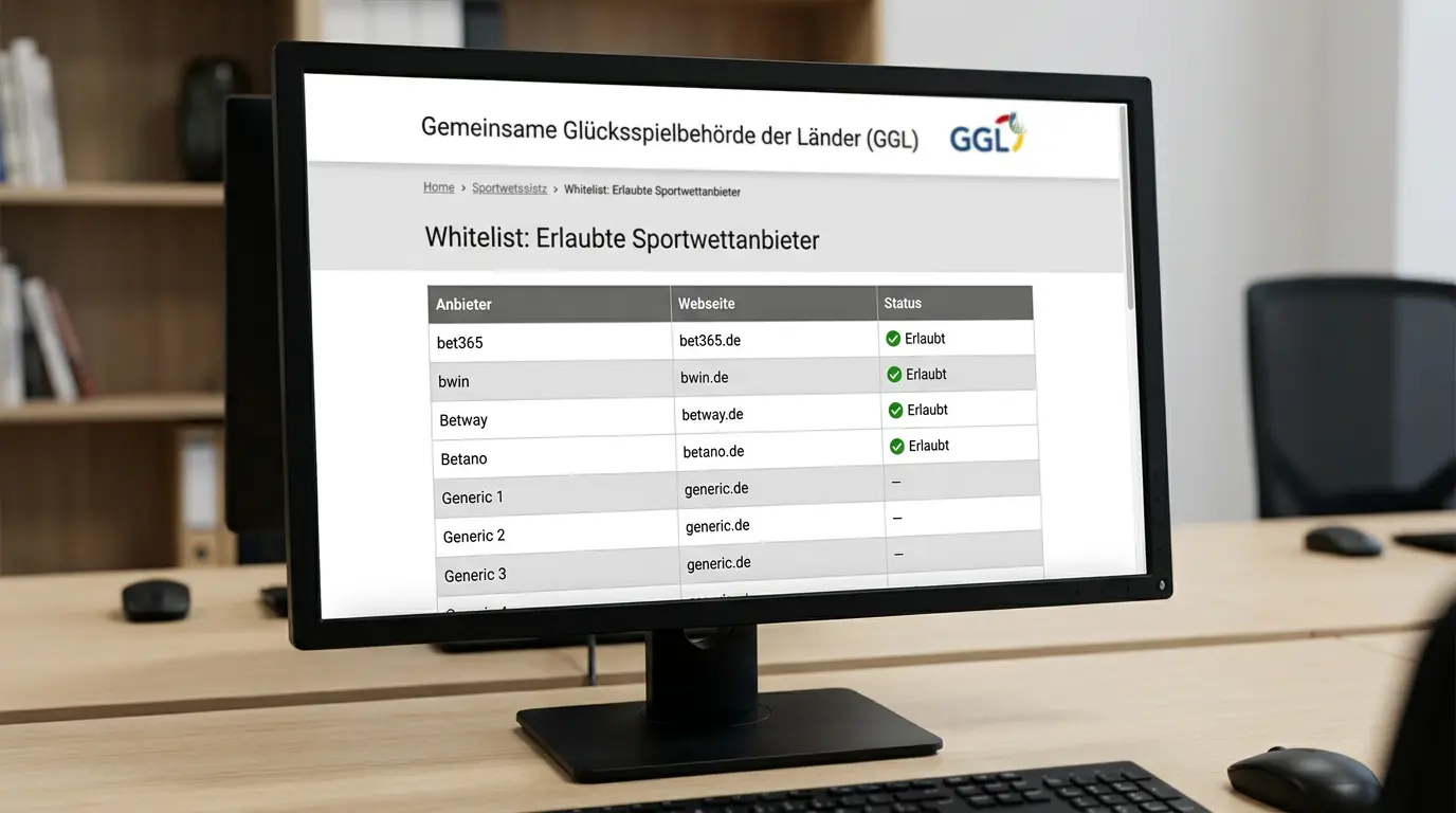 Screenshot der GGL-Whitelist mit lizenzierten Volleyball Wettanbietern für den deutschen Markt 2026