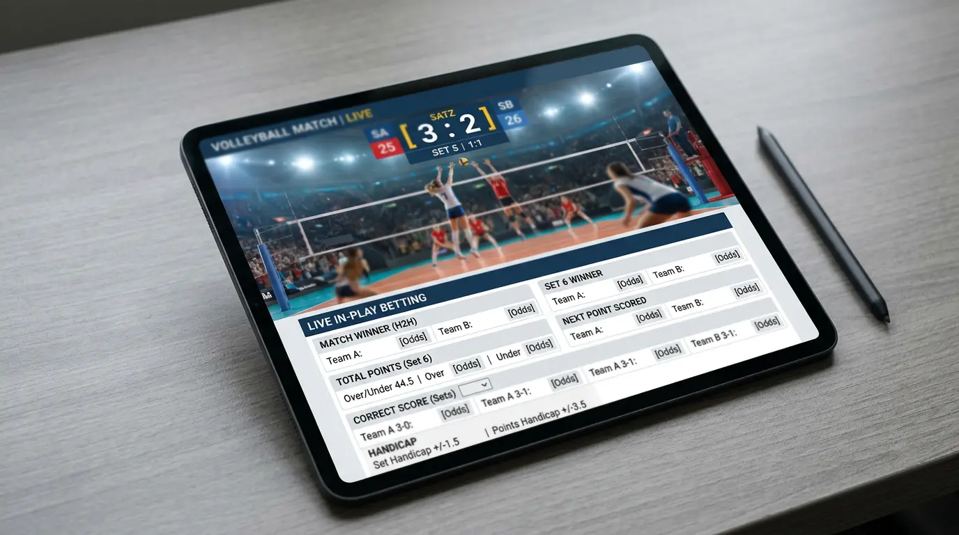 bet365 In-Play-Märkte für Volleyball Live-Wetten – Marktverfügbarkeit während des Spiels