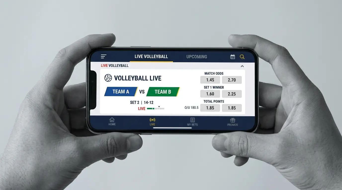 bwin Mobile App für Volleyball Live-Wetten – Benutzeroberfläche und Marktnavigation auf dem Smartphone