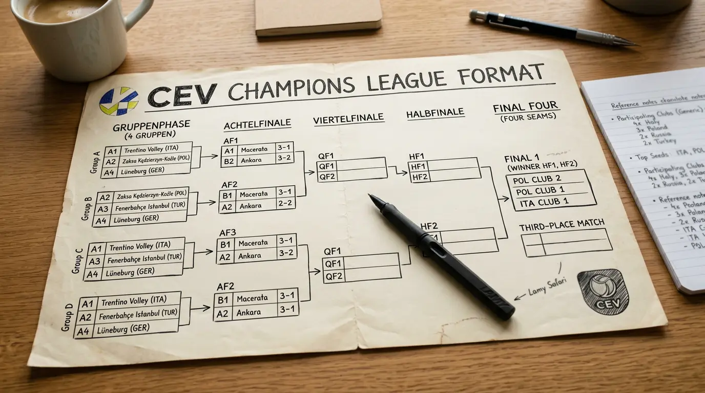 CEV Champions League Turnierformat erklärt – Gruppenphase, K.o.-Runden und Final Four