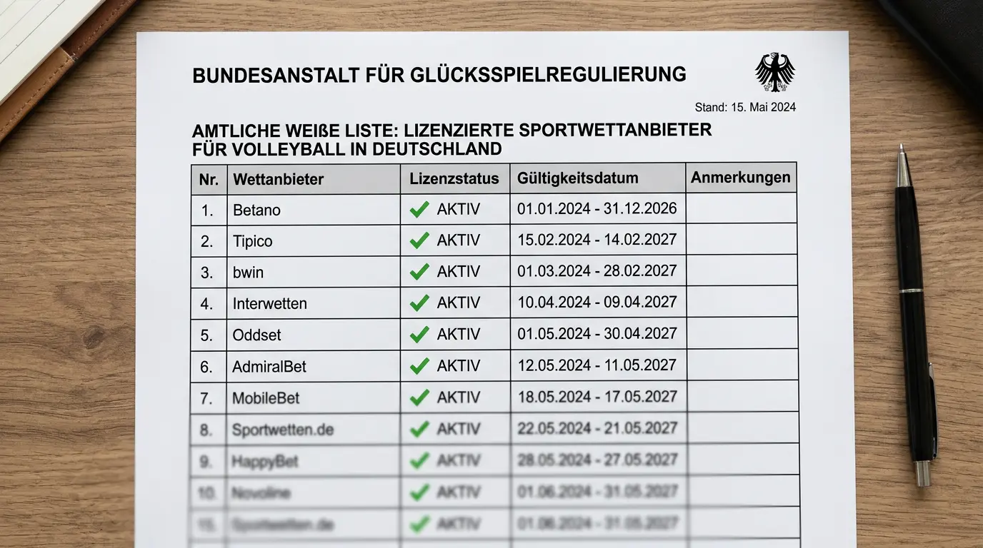 Lizenzierte Volleyball-Wettanbieter auf der GGL Whitelist – aktuelle GGL-konforme Buchmacher für Deutschland