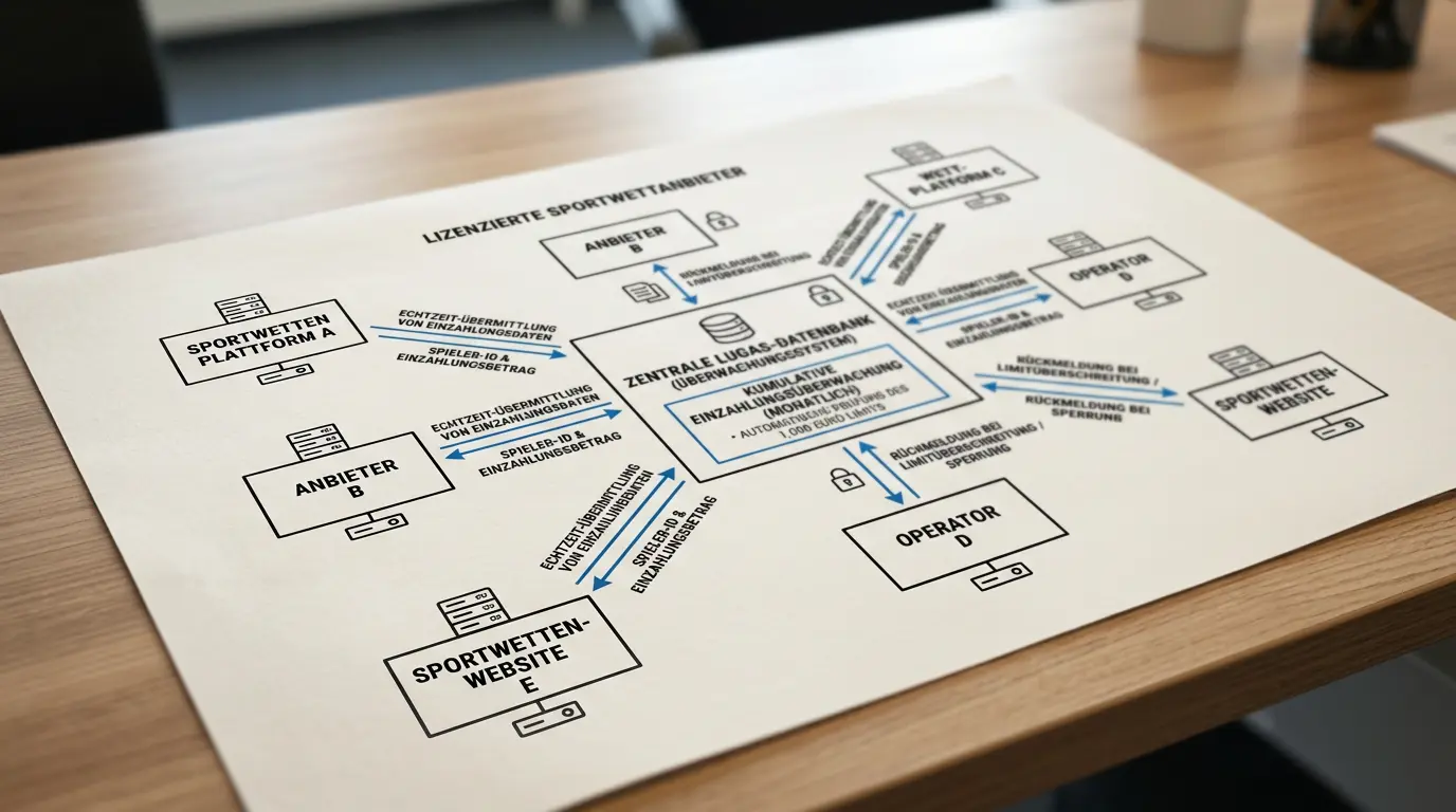 Grafik zum LUGAS Einzahlungslimit von 1.000 Euro pro Monat für Sportwetten in Deutschland