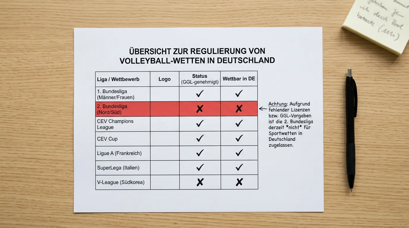 Übersicht der GGL-genehmigten Volleyball-Ligen für Sportwetten in Deutschland