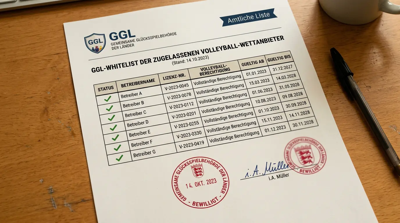 Lizenzprüfung bei Volleyball Live-Wetten – GGL Whitelist und sichere Anbieterwahl in Deutschland