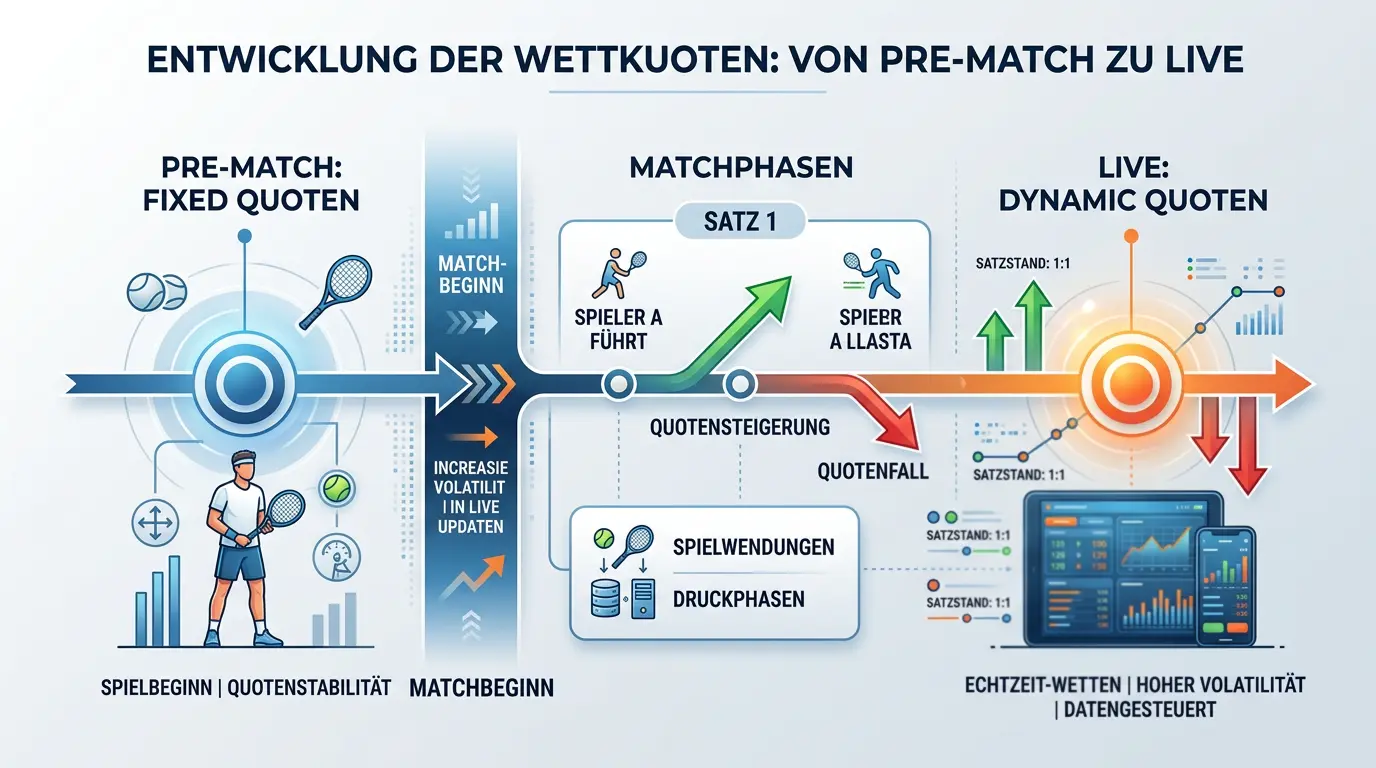 Grafische Darstellung von Volleyball Live-Wetten: Quotenänderungen während eines laufenden Best-of-Five Spiels in Echtzeit