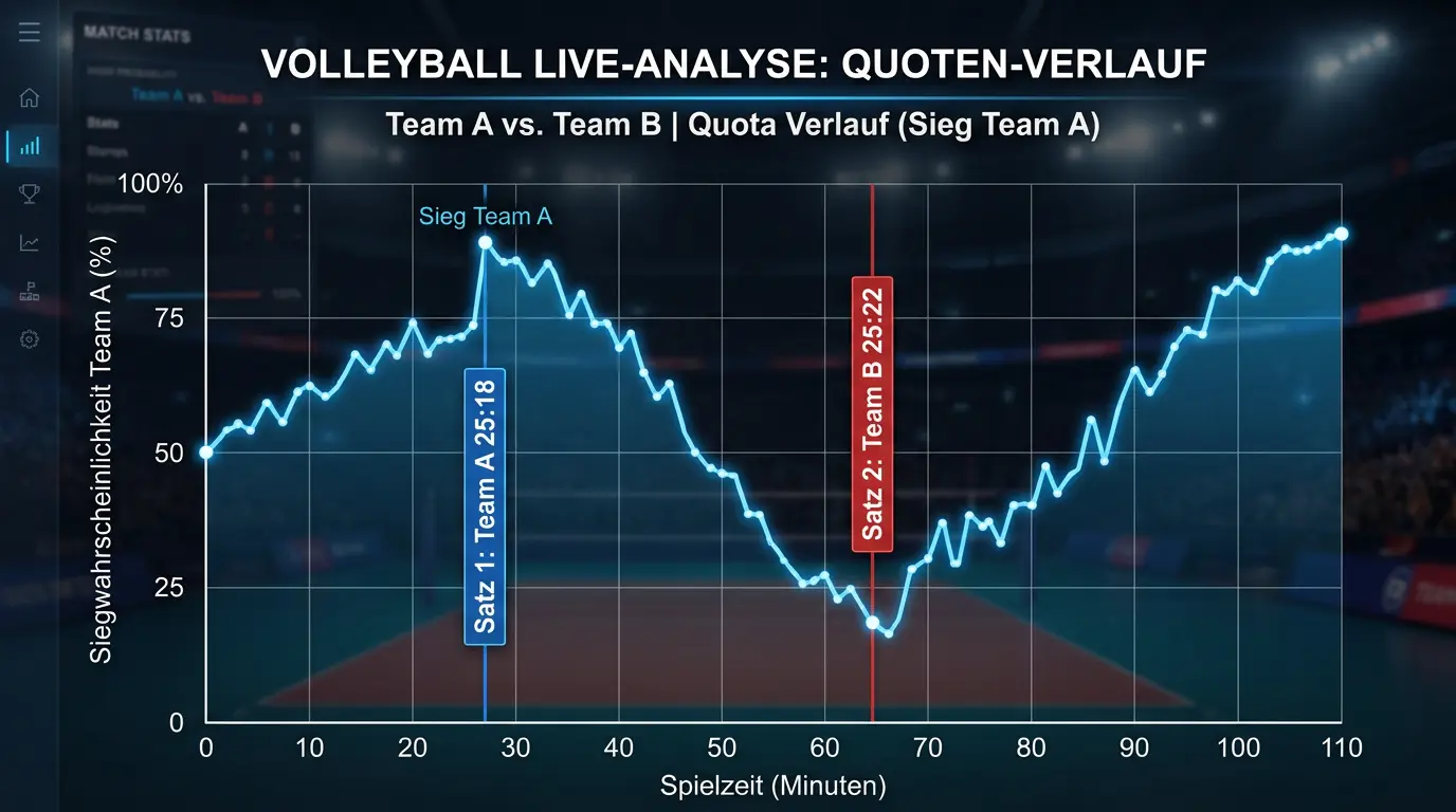 Volleyball Momentum-Verschiebung im Live-Spiel: Satzstandsveränderungen und ihre Auswirkung auf In-Play-Quoten und Wettchancen