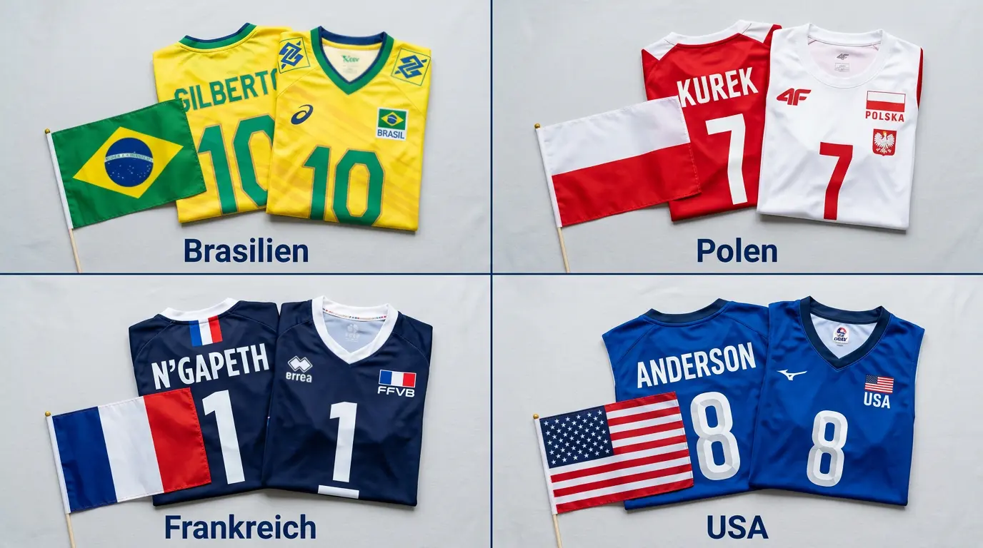 Top-Nationen der Volleyball Nations League – Brasilien, Polen, Frankreich und USA im Vergleich