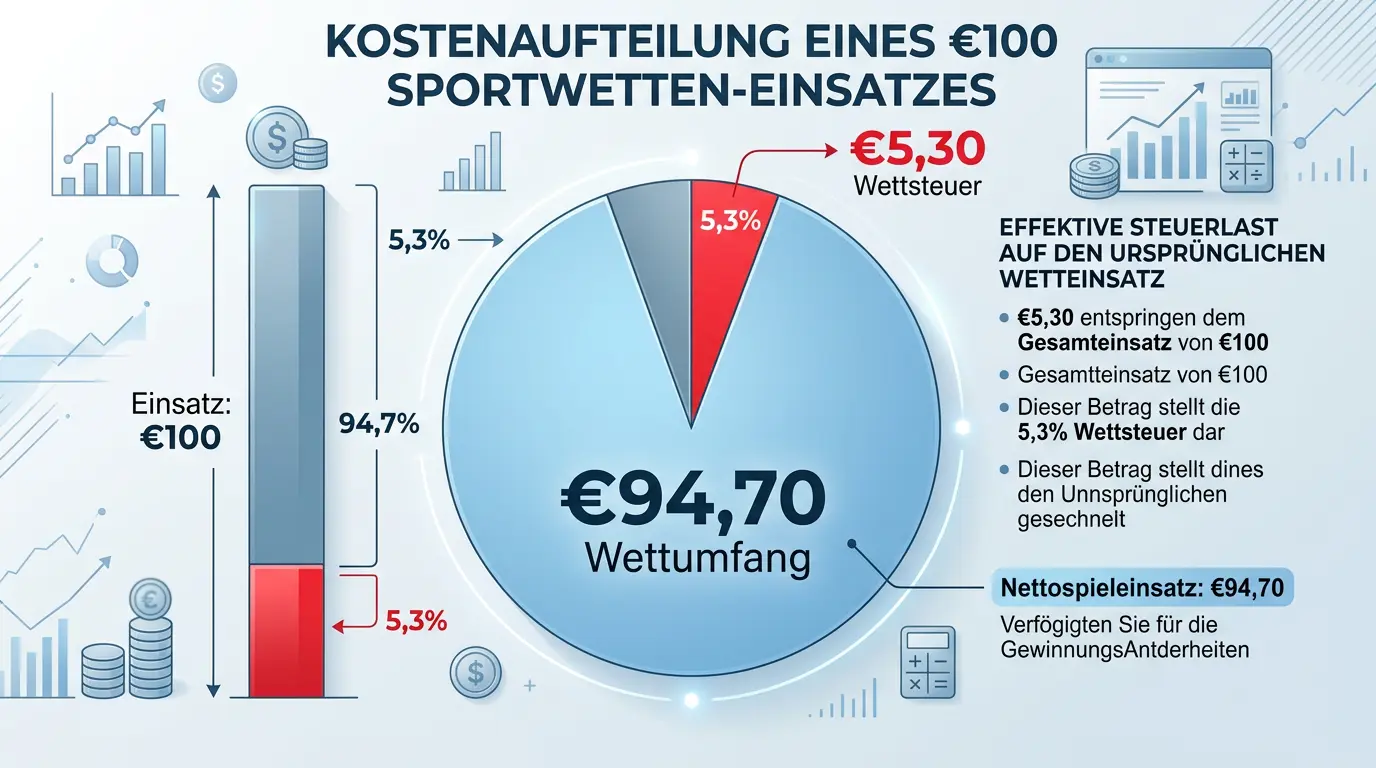 Deutsche Wettsteuer 5,3 Prozent auf Volleyball Sportwetten erklärt: Berechnung auf den Einsatz und Auswirkung auf den langfristigen ROI