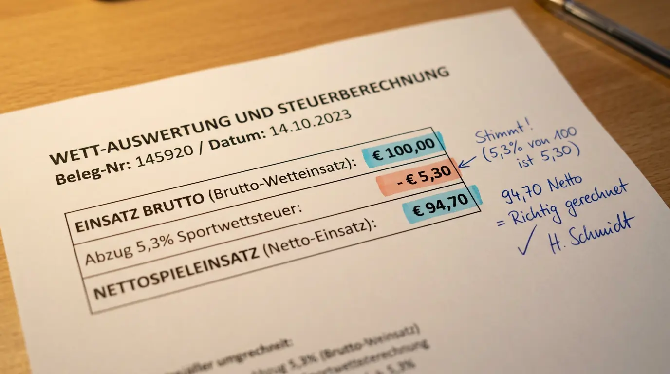 Netto- und Bruttoeinsatz-Berechnung bei der deutschen Sportwettensteuer 2026